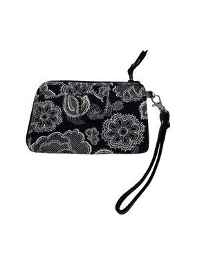 Thirty One Black White Floral Wristlet Grab N Go Organizer Wallet ID Holder